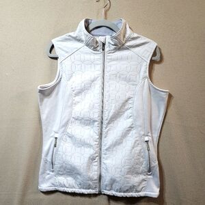 Nancy Lopez White Quilted Sleeveless Vest In Size Lg